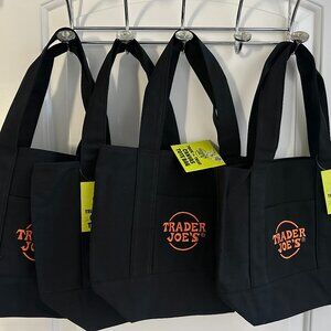 NWT Trader Joe’s Black Mini Canvas Tote Bag Set of 4 Halloween